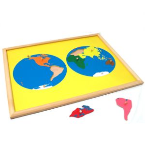 Puzzle map of the world with frame