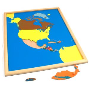 Puzzle map of North America with frame