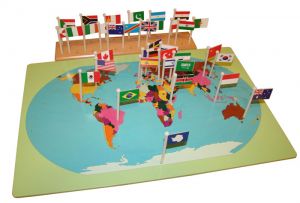 World Flags with Map and Stand