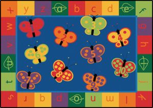 123 ABC Butterfly Fun Rug 8' x 12' Rectangle NEW SIZE for 2016