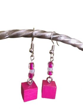 Pink Tower Earrings (with beads)