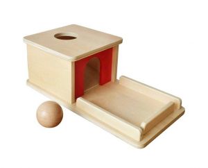 Object Permanence box with tray - wooden ball